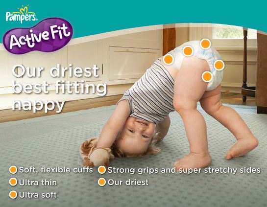 pampers nappies active fit features
