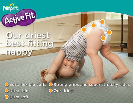 pampers nappies active fit features